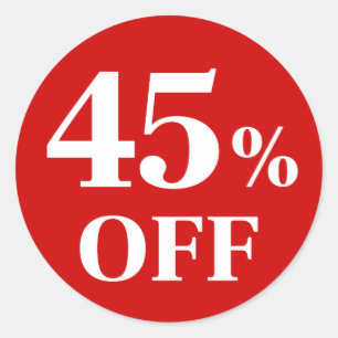 Autocollant Rond Classique à Fond Rouge - 45% de r