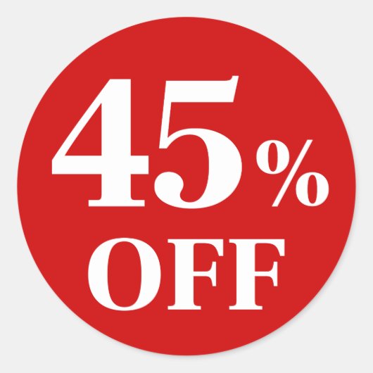 Autocollant Rond Classique à Fond Rouge - 45% de r (Devant)