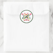 Autocollant rond classique à monogramme broderie f (Sac)