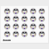 Autocollant rond classique Ace Pride Heart (Feuille)