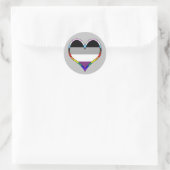 Autocollant rond classique Ace Pride Heart (Sac)