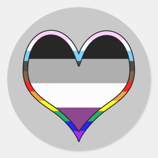 Autocollant rond classique Ace Pride Heart (Devant)