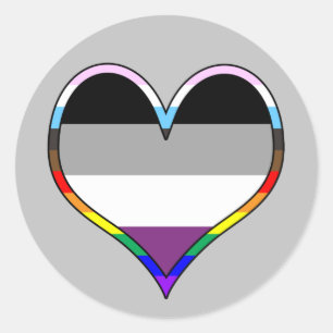 Autocollant rond classique Ace Pride Heart