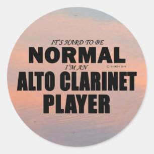 Autocollant rond classique Alto Clarinet Player