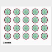 Autocollant Rond Classique Arbres enneigés Hiver (Feuille)