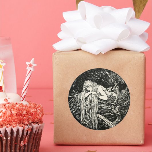 Autocollant rond classique Art nouveau (Fête)