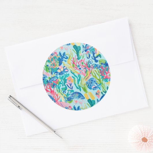 Autocollant rond classique au graphisme élégant (Enveloppe)