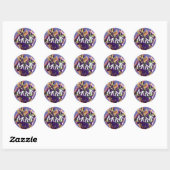 Autocollant rond classique aux fleurs violettes (Feuille)
