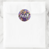 Autocollant rond classique aux fleurs violettes (Sac)