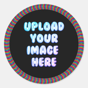 Autocollant rond classique avec bordure avec un lo