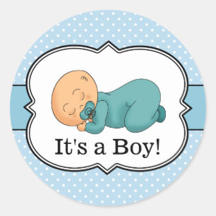 Autocollant Rond Classique Bébé Dort C'est Un Garç