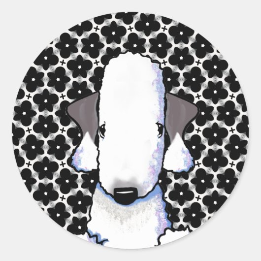 Autocollant rond classique Bedlington Terrier (Devant)