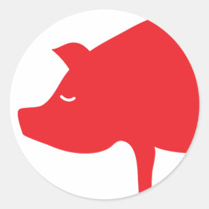 Autocollant rond classique Big Red de Red Pig