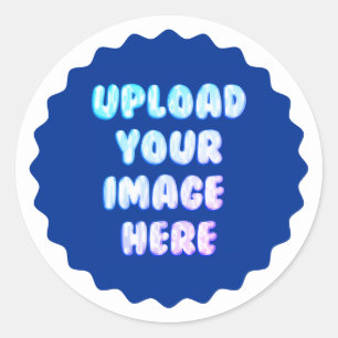 Autocollant Rond Classique Bleu avec un Logo d'Ent