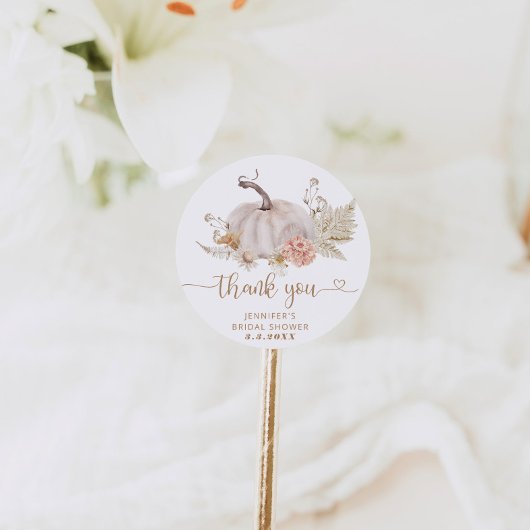 Autocollant rond classique Boho pumpkin merci