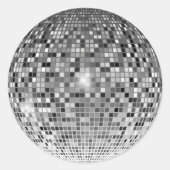 Autocollant Rond Classique - Boule Disco Rétro 70 (Devant)