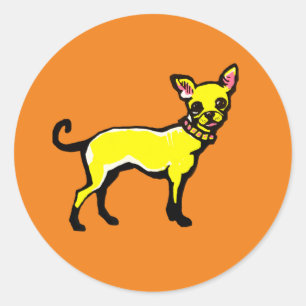 Autocollant rond classique Chihuahua