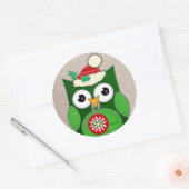 Autocollant rond classique Chouette de Noël sur me (Enveloppe)