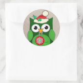 Autocollant rond classique Chouette de Noël sur me (Sac)