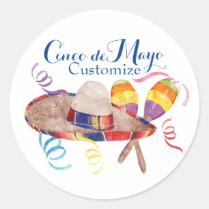 Autocollant rond classique Cinco de Mayo