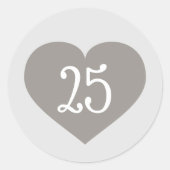 Autocollant rond classique Cœur d'Argent Massif (Devant)