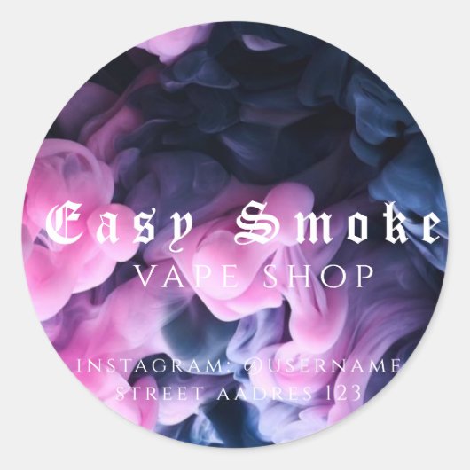 Autocollant Rond Classique Corolful Smoke Vape Sho (Devant)