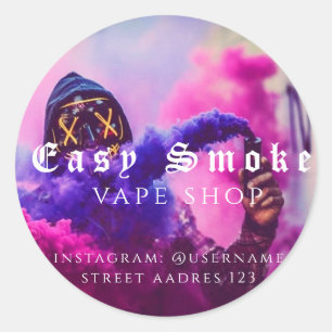 Autocollant Rond Classique Corolful Smoke Vape Sho