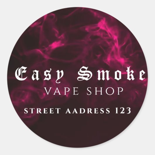 Autocollant Rond Classique Corolful Smoke Vape Sho (Devant)