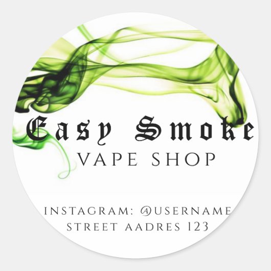 Autocollant Rond Classique Corolful Smoke Vape Sho (Devant)