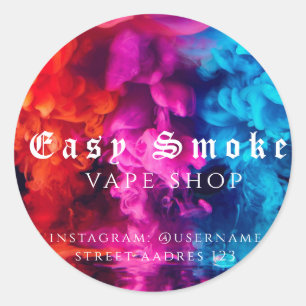 Autocollant Rond Classique Corolful Smoke Vape Sho