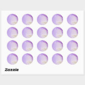 Autocollant rond classique couleur or violet (Feuille)