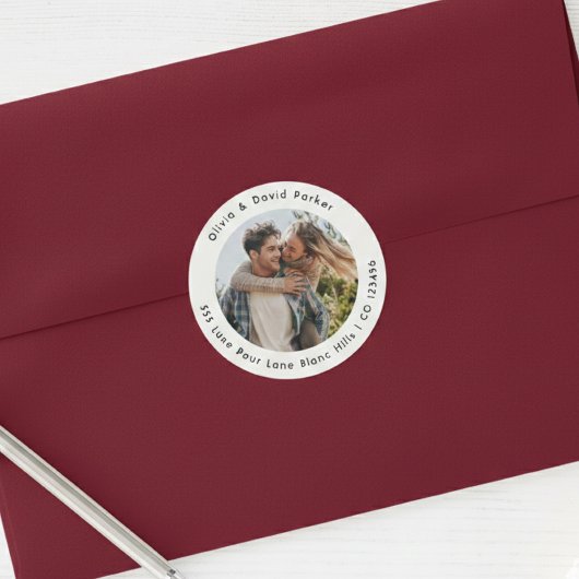 Autocollant Rond Classique d'Adresse de Retour de