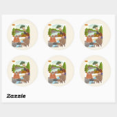 Autocollant rond classique d'animaux de jungle Cot (Feuille)