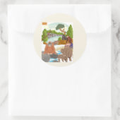 Autocollant rond classique d'animaux de jungle Cot (Sac)