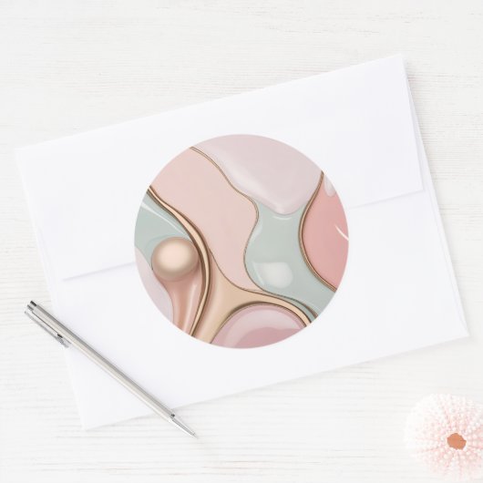Autocollant rond classique dans un graphique éléga (Enveloppe)