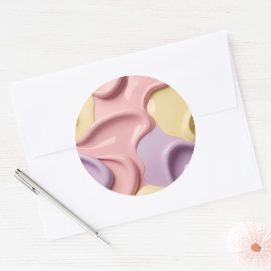 Autocollant rond classique dans un graphique éléga (Enveloppe)