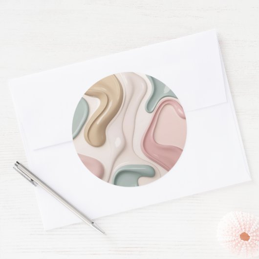 Autocollant rond classique dans un graphique éléga (Enveloppe)