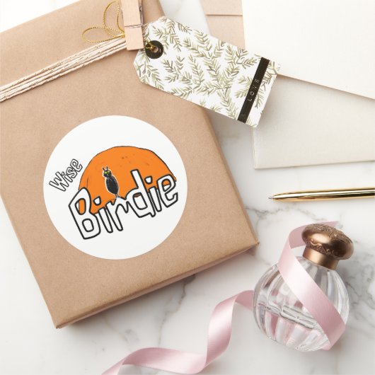 Autocollant rond classique de birdie (Cadeaux)