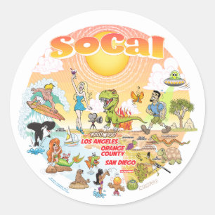 Autocollant rond classique de Californie du Sud