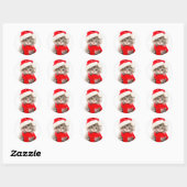 Autocollant rond classique de chaton de Noël migno (Feuille)