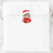 Autocollant rond classique de chaton de Noël migno (Sac)