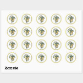 Autocollant Rond Classique de Citron (Feuille)