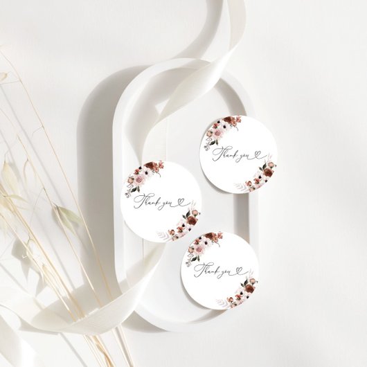 Autocollant Rond Classique de Fête de Mariage Flor