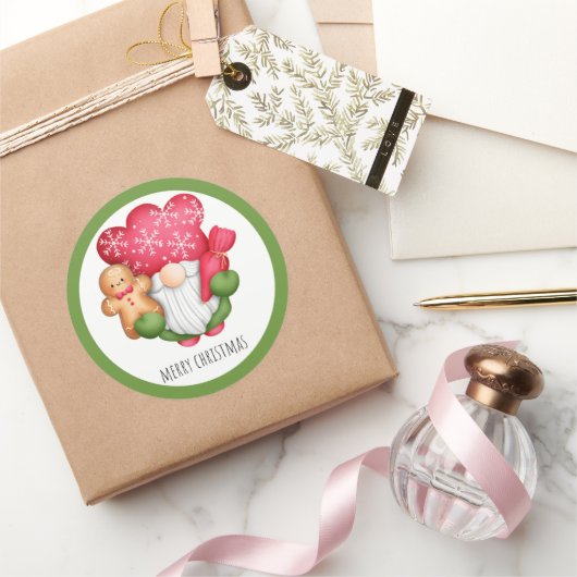 Autocollant Rond Classique de Gnome de Biscuit de (Cadeaux)