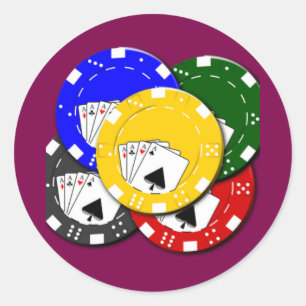 Autocollant rond classique de jeton de poker