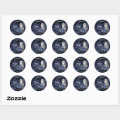 Autocollant rond classique de la Chouette Bleue (Feuille)
