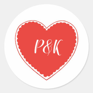 Autocollant rond classique de la Saint-Valentin à