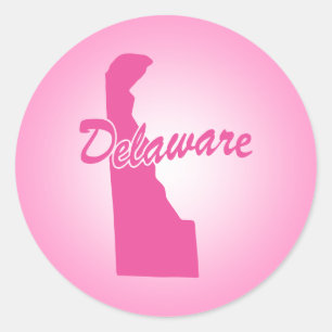 Autocollant rond classique de l'État rose du Delaw