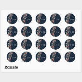 Autocollant rond classique de mariage à fleurs sau (Feuille)