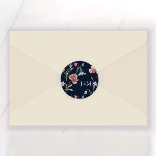 Autocollant rond classique de mariage à fleurs sau